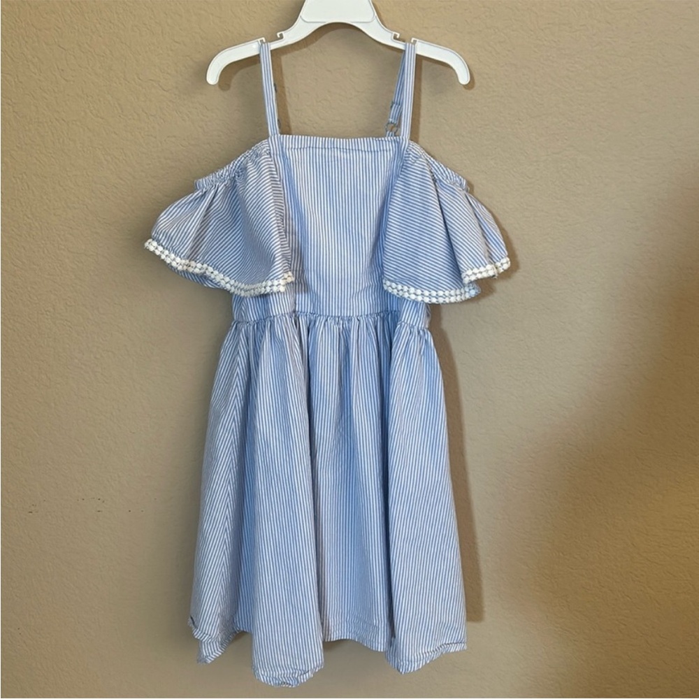 BCBGirls blue stripe off the shoulder dress
